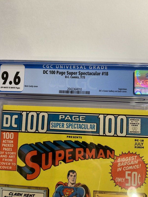 Dc 100 Page Spectacular 18 Cgc 9.6 Ow/w Pages Superman 100 Pages Bronze Age