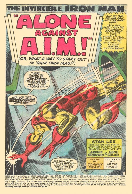 IRON MAN #1 (May1968) 8.0 VF Shellhead Gets His Own Title! Stan Lee & Gene Colan