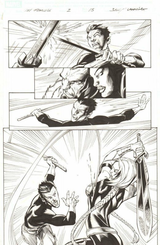 Fear Itself: Fearless #2 p.15 - Raizo Kodo vs Valkyrie - 2012 art by Mark Bagley