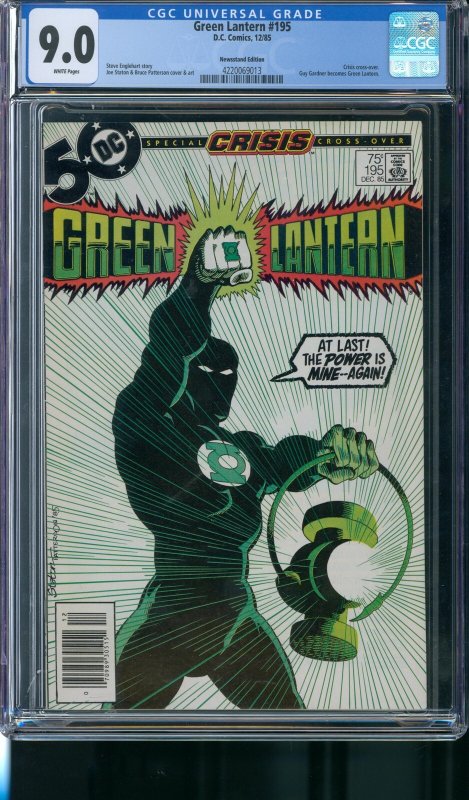 Green Lantern #195 CGC 9.0 - Newsstand Edition - Guy Gardner Becomes Green Lante