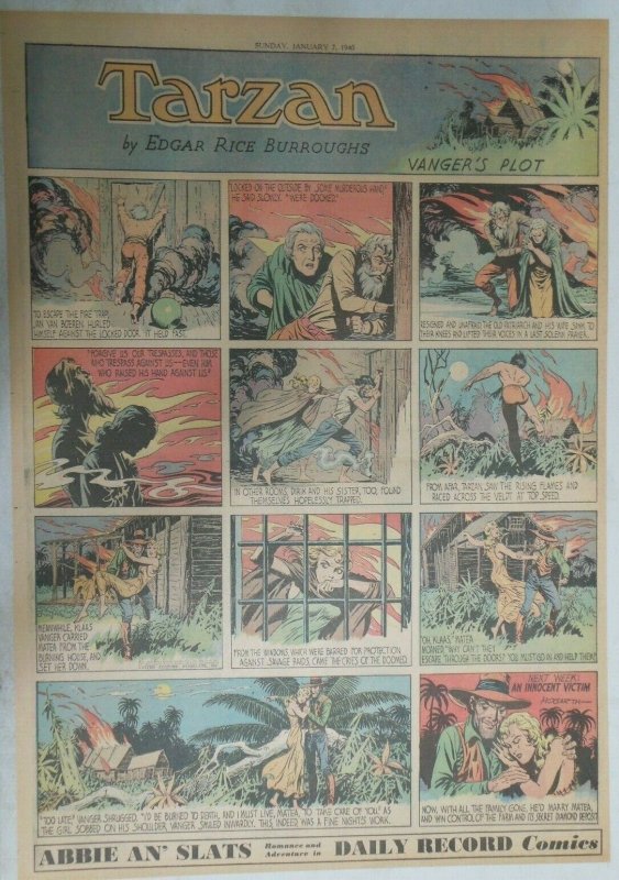 Tarzan Sunday Page #461 Burne Hogarth from 1/7/1940 Very Rare ! Full Page Size