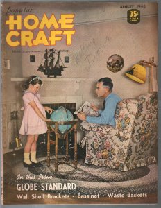 Popular Home Craft 8/1945-how to make things-pix-info WWII era-VG/FN