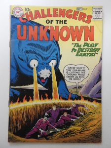 Challengers of the Unknown #9 (1959) VG Condition! Stain Upper right