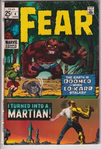 FEAR (becomes Adventure Into Fear) #4 (Jul 1971) Solid VG+ 4.5 cream to white