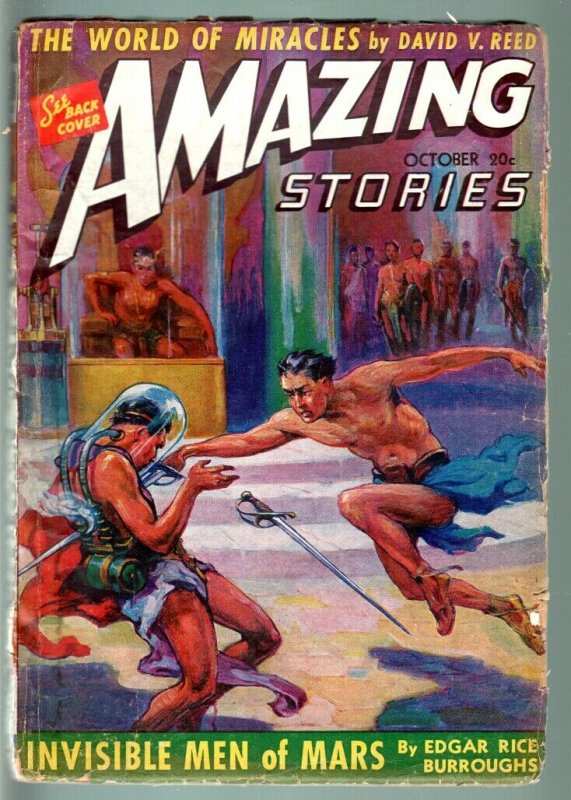 AMAZING STORIES PULP-1941 OCT-JOHN CARTER OF MARS-EDGAR RICE BURROUGHS-ST  G/VG 