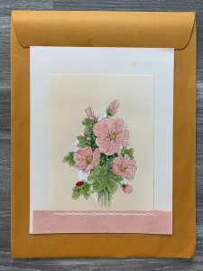 A BIRTHDAY PRAYER Ladybug & Pink Flowers 7x9 Greeting Card Art B8210 w/ 6 Cards
