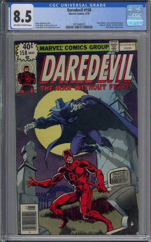 DAREDEVIL #158 CGC 8.5  FRANK MILLER RUN BEGINS NEWSSTAND 