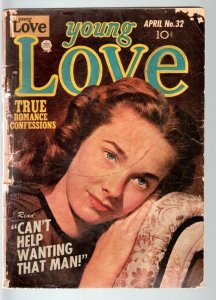 YOUNG LOVE #32-1952-ROMANCE-JACK KIRBY ART-PHOTO COVER-PRIZE- FAIR condition G