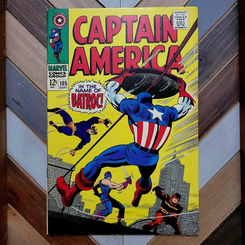 Captain America #105 VF+ (Marvel 1968) HI GRADE! Batroc, Swordsman, Living Laser