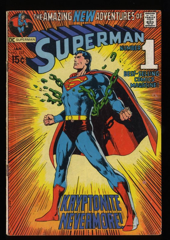 Superman #233 VG 4.0 Classic Neal Adams Cover!