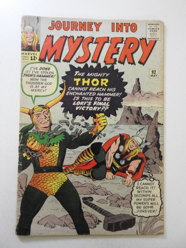 Journey Into Mystery #92 (1963) VG- Condition 1 in cumulative spine split