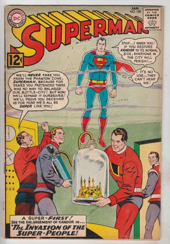 Superman #158 (Jan-63) FN+ Mid-High-Grade Superman, Jimmy Olsen,Lois Lane, La...