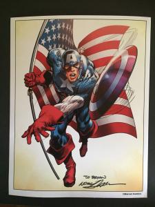 NEAL ADAMS SIGNED- CAPTAIN AMERICA- LAMENATED ART WORK-WONDER-CON HOLLYWOOD