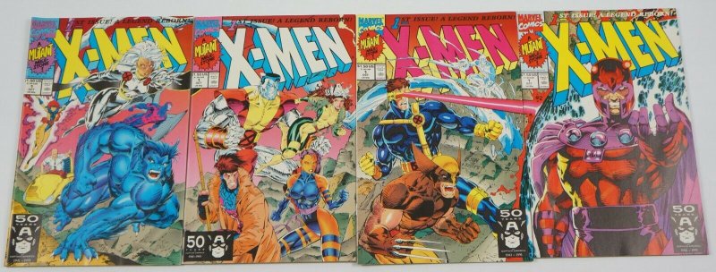 X-Men vol. 2 #1 VF/NM complete set of 4 connecting variants - jim lee marvel lot