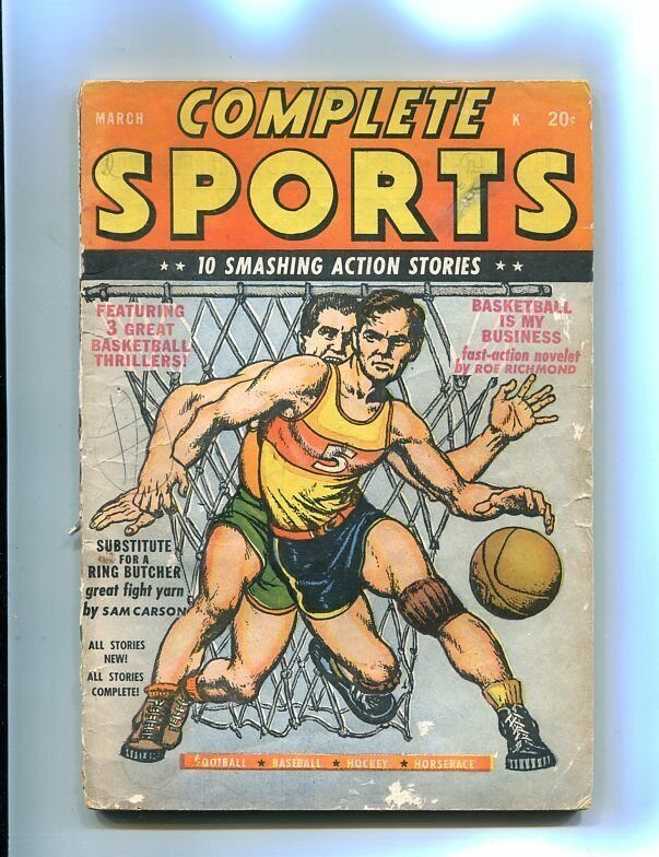 COMPLETE SPORTS PULP-MAR-1947-BASKETBALL-BOXING-RED CIR G/VG