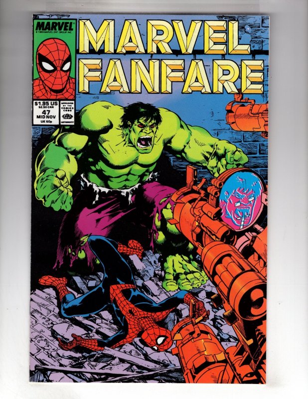 Marvel Fanfare #47 (1989) 8.5-9.0 Spidey & The Hulk! Michael Golden Art! / EBI#2