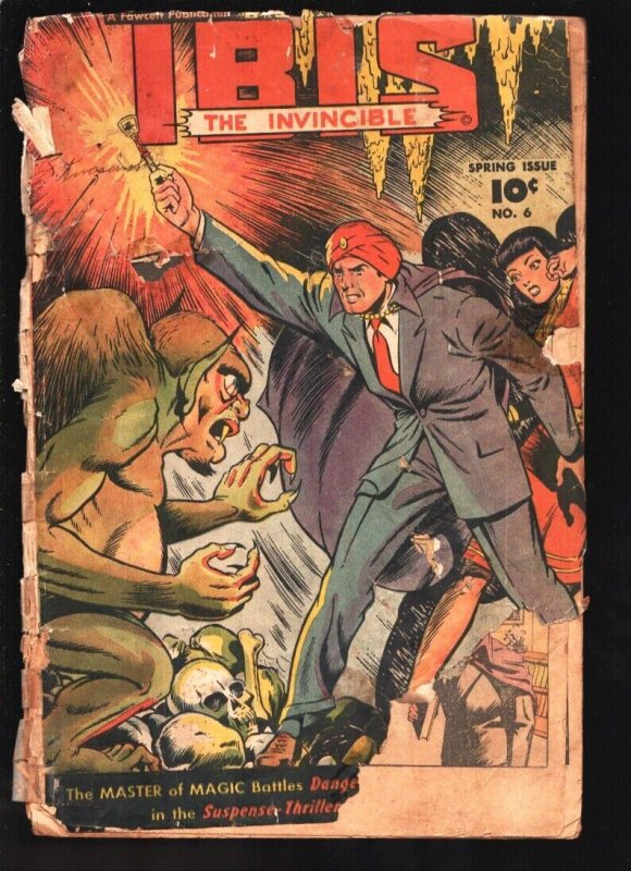 Ibis The Invincible #7-1948-Fawcett-Horror skull & monster cover-Basil Wolver...