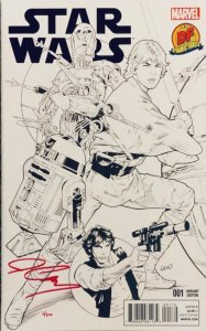 STAR WARS #1 GREG LAND SKETCH COVER SIGNED IN RED BY JOHN CASSADAY W/COA NM.