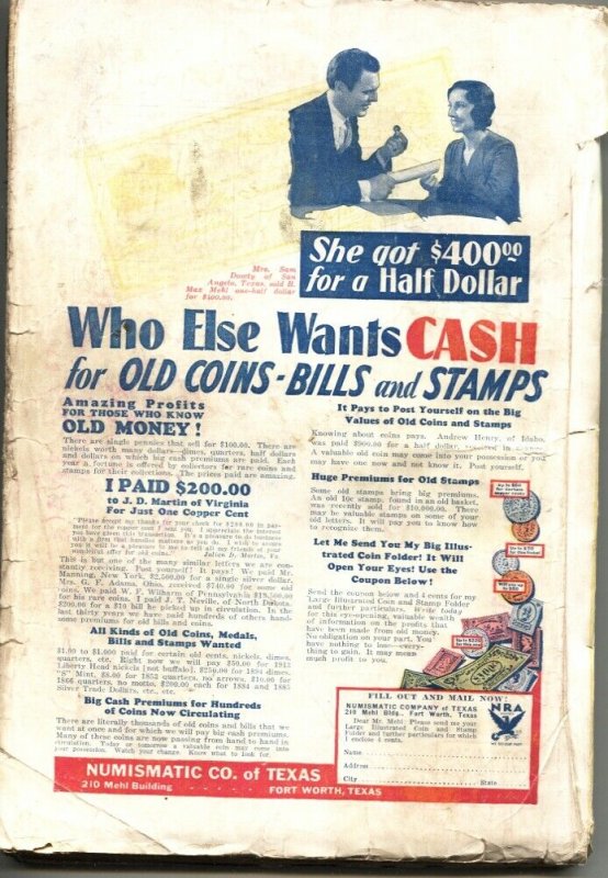 THRILLING ADVENTURES 1934 MAR-EARLY APPEARANCE LARRY WESTON-PULP FICTION