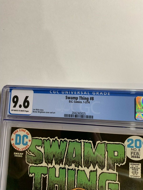 Swamp Thing 8 Cgc 9.6 Ow/w Pages Dc Bronze Age 2042365024