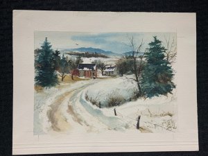 LANDSCAPE with Mountains and Sowy Road 11x8.5 Greeting Card Art #nn