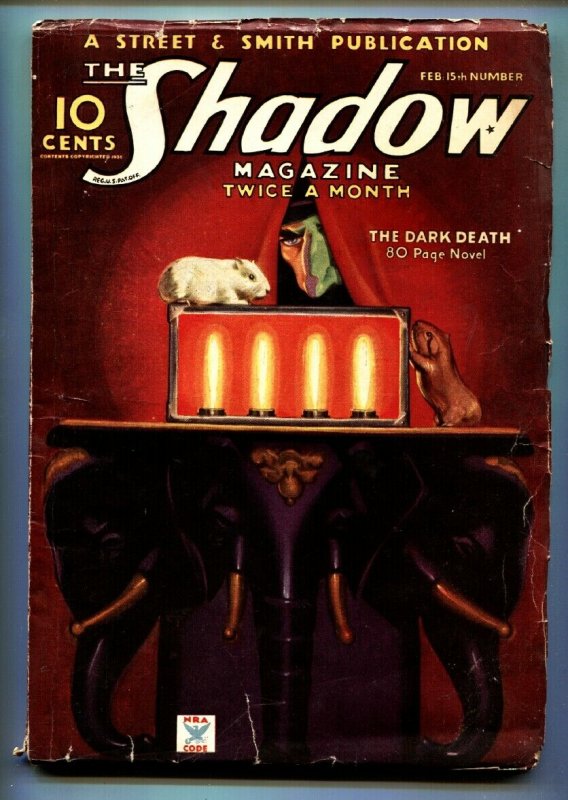 SHADOW 1935 Feb 15-Great cover - STREET AND SMITH-RARE PULP vg-