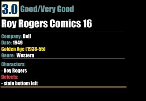 Roy Rogers Comics 16 (1949) GD/VG Golden Age Dell
