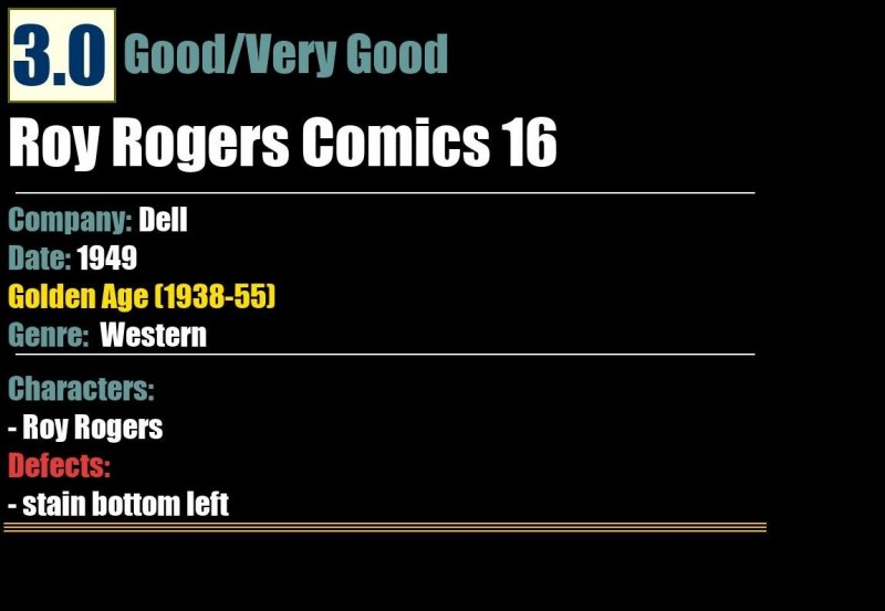 Roy Rogers Comics 16 (1949) GD/VG Golden Age Dell