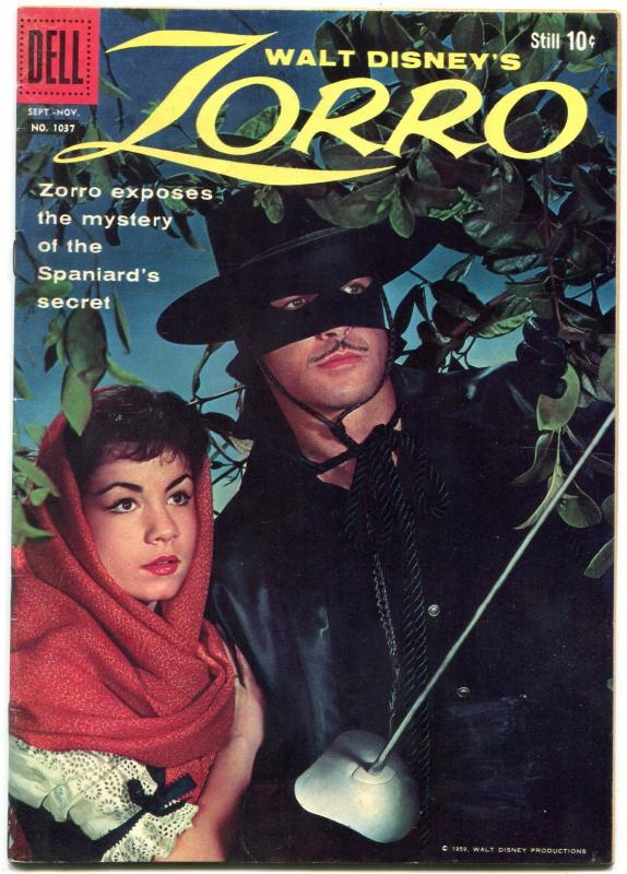 Four Color Comics #1037 1959- Zorro-Guy Williams cover- Dell Comic FN-