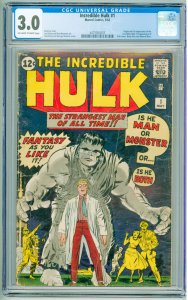 The Incredible Hulk #1 (1962) CGC 3.0 1st App of the Incredible Hulk! OWW Pages!