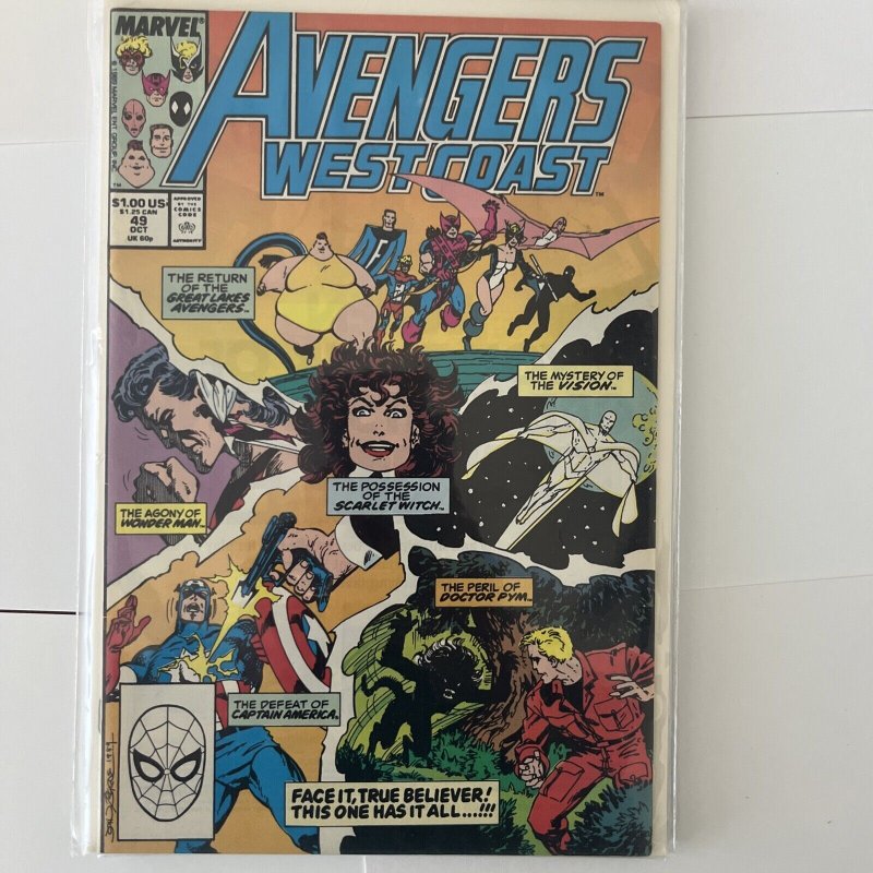 Avengers West Coast Lot Of 8. #4, 6, 47, 49, 51, 53?, 56, 57.  VG To VF+