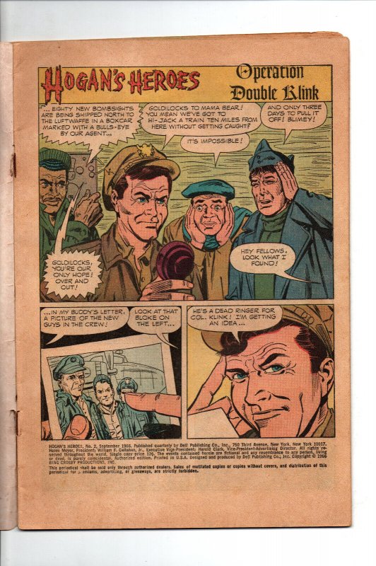 Hogan's Heroes #2 - Klink Schultz Hogan photo cover - Dell - 1966 - (-VG)