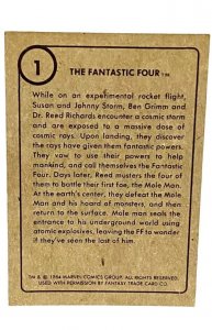 FANTASTIC FOUR #1  MARVEL SUPERHEROES FIRST ISSUE COVERS CARD  NM 1984 BEAUTIFUL