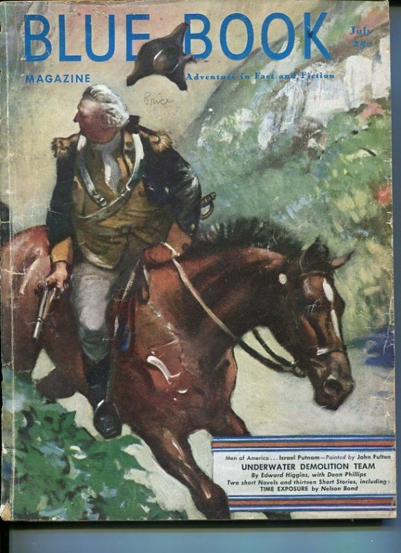 BLUE BOOK PULP-JULY 1951-G-FULTON COVER-ISRAEL PUTNAM-NELSON BOND-FRED ROSS G