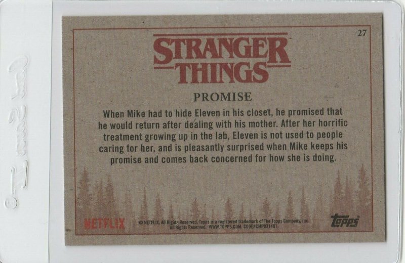 Stranger Things Promise 27 Topps Netflix 2018 Season One trading card