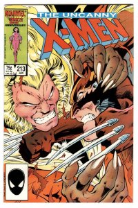 Uncanny X-Men #213 1987 Cameo Mr. Sinister CLASSIC Wolverine vs Sabretooth Cover