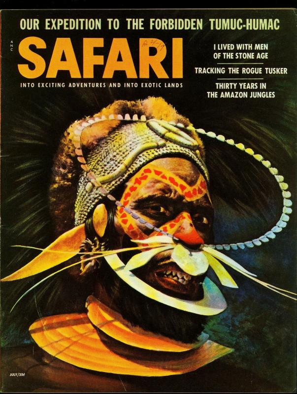 Safari Pulp Magazine July 1956- Hunting- Mant Rays- Gorillas Pygmies FN+