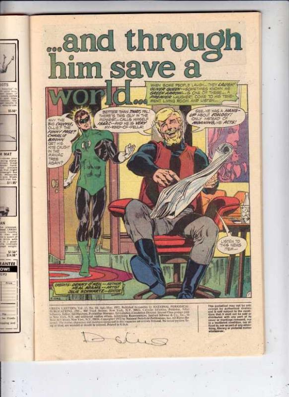 Green Lantern Signed #89 (May-72) NM- High-Grade Green Lantern, Green Arrow