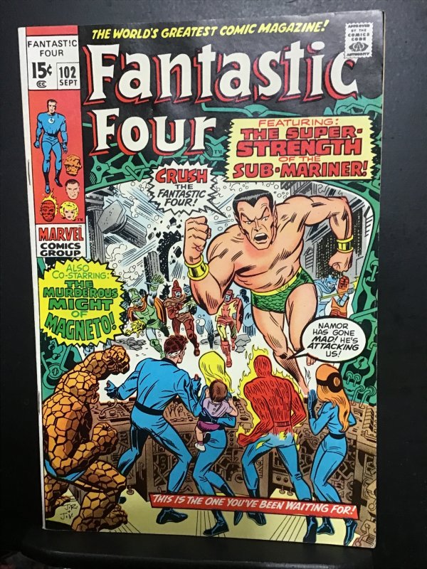 Fantastic Four #102 (1970) high-grade Namor vs. FF key! VF Wytheville CERT!