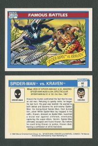 1990 Marvel Comics Card  #92 (Spiderman/Kraven)  NM-MT