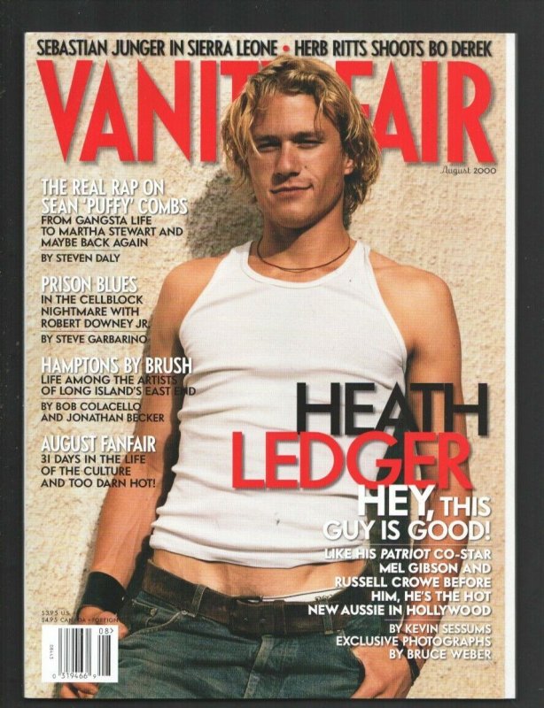 Vanity Fair 8/2000-Heath Ledger cover-Bo Derek-Sean Puffy Combs-Sebastian Jun...