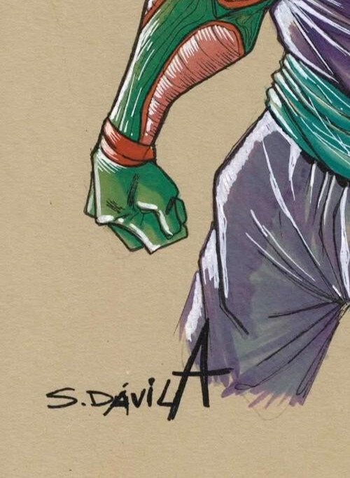 Piccolo Original Art by Sergio Dávila – Dragon Ball A4 Color Illustration Signed