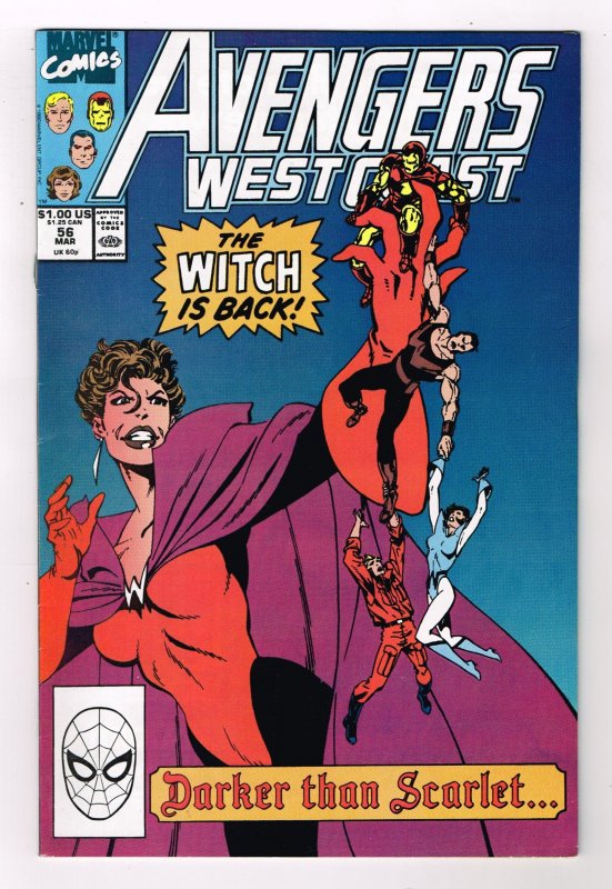 Avengers West Coast #56 (1990)  1st Appearance of Dark Scarlet Witch      REF:02