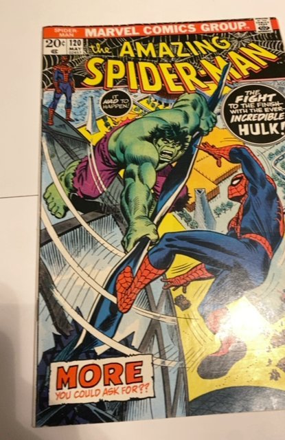 The Amazing Spider-Man #120 (1973) Romita art vs the Hulk upper mid grade