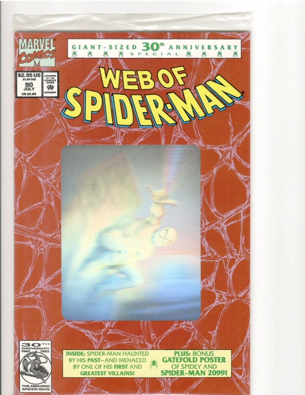 WEB OF SPIDERMAN 90 IN MARVEL BAG 9.8;1st ACTUAL SPIDERMAN 2099