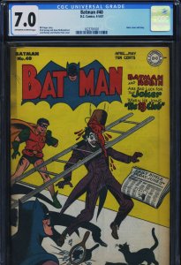 BATMAN #40 - CGC-7.0 - OW-W - Joker cover & story - Golden Age