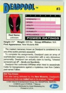 Deadpool Rookie Card NM *X-Force Promo Card* 1991