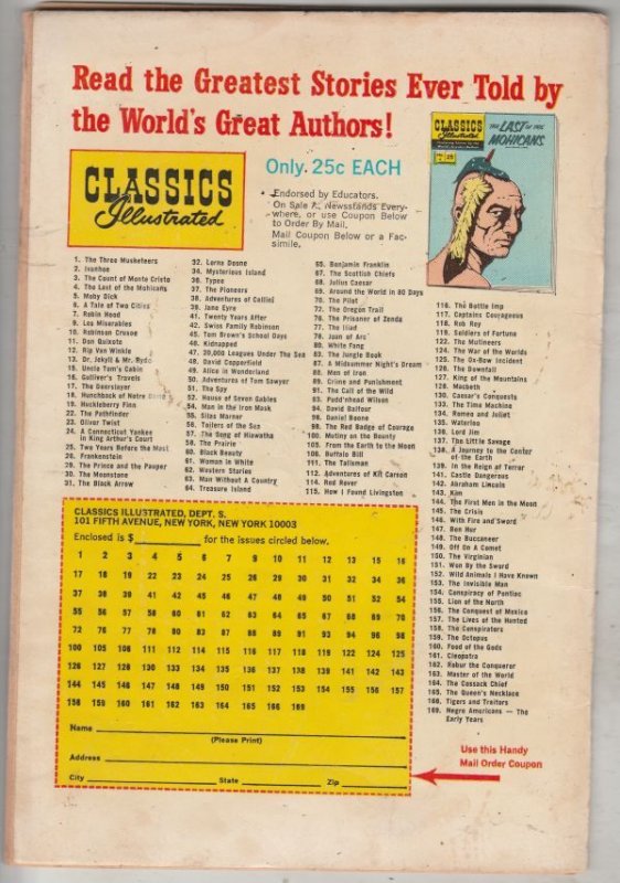 Classics Illustrated #168 (Dec-69) VG/FN Mid-Grade 