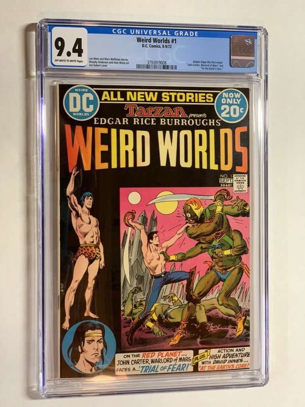 Weird Worlds 1 cgc 9.4 ow/w pages 008 dc comics john carter