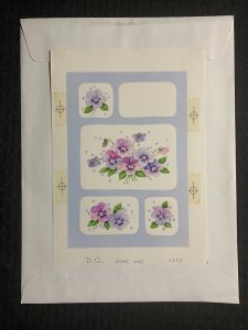 HAPPY EASTER Purple & Violet Flowers 5-Panels 6.5x9 Greeting Card Art #6533